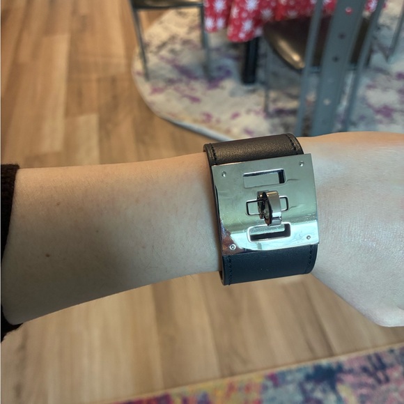 Hermes Black and Silver Leather Bracelet - Picture 3 of 10